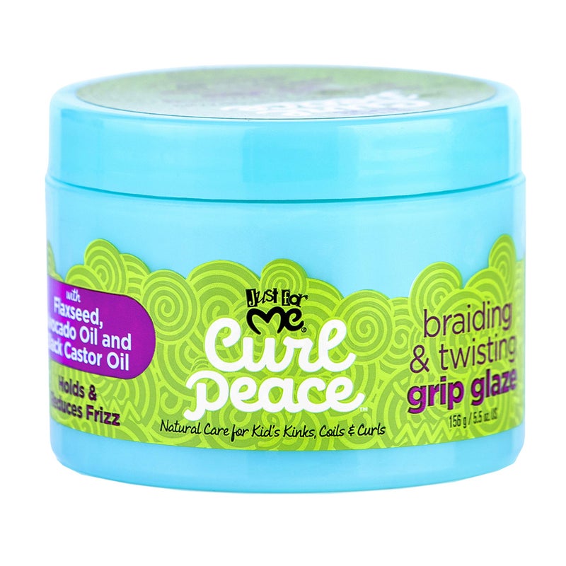 Just For Me Curl Peace Braiding & Twisting Grip Glaze - Holds & Reduces Frizz, Contains Flaxseed, Avocado Oil & Black Castor Oil, Nourishes & Strengthens Hair 5.5 oz - Image 1